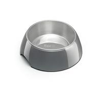lionto Pet Bowl Made of Melamine for Dogs and Cats, 940 ml, Grey | Dog bowl with removable dishwasher-safe stainless steel insert, anti-slip base and versatile use for food and water