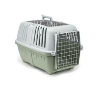 lionto Plastic Transport Box for Dogs with Metal Grid, 58.5 x 35.5 x 40 cm, Transport Box with Practical Locking System and Carry Handle, Also Suitable for Cats and Cats