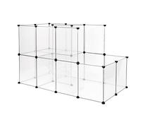 lionto Rabbit and Small Pet Playpen Plastic, 2 Levels | 27 plastic panels with plug-in system and grid ramp, expandable 2-level run for indoor and outdoor use
