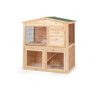 lionto Rabbit Hutch Wooden with 2 Levels and Ramp, 98 x 54 x 100 cm