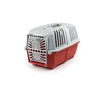 lionto Recycled Plastic Transport Box for Dogs and Cats, Pet Transport Box, Small Animal Box, 55 x 36 x 36 cm, Red