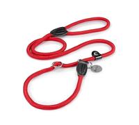 lionto Retriever leash robust and weatherproof for dogs, quick to put on, dog leash and collar in one, 170 cm long, fur-friendly lead leash with integrated pull stop, vegan, red