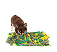 lionto Sniffer rug for dogs and cats, search mat to reduce stress and promote concentration, 50x34 cm, fleece rug is machine washable with non-slip underside, yellow/green