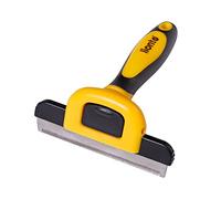 lionto Undercoat brush, non-slip handle & removable blade, wide, brush for dogs & cats, gentle coat care & rounded bristles, dog brush suitable for long & short coats, stainless steel