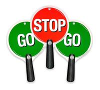 Liontouch - 3 Pack Stop and Go Signs | Double Sided Stop Signs for Kids 1+ | Traffic Signs for Kids Age 1+ | 3 Foam Paddles, 22.6 cm Each, for Classroom, Crossing Guard & Red Light Green Light Games