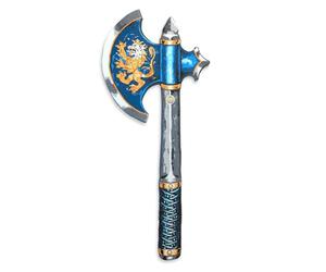 Liontouch - Noble Knight Axe For Boys, Blue - Age 3-8 Years | Medieval Pretend Play Toy in Durable Foam For Children With Golden Lion Decoration | Safe Weapon Accessory For Dress Up & Knight Costumes