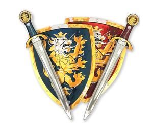 Liontouch - Noble Knight Toy Swords & Shields For Two Boys, Blue/Red - Age 3-8 years | Medieval Set in Durable & Safe Foam | Weapons & Battle Accessories For Pretend Play, Dress Up & Knight Costumes