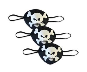 Liontouch - Pirate Eye Patch, 3-Pack - Captain Red Stripe - Age 3+ Years | Pretend Play Toy For Kids & Toddlers with Skull Motive | Dress Up, Fancy Dresses & Costumes For Kids Sailing the Caribbeans
