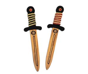 Liontouch - WoodyLion Toy Sword Set | Gold/Black & Gold/Red - Age 3-6 | Woodlike Daggers with Gemstones in Flexible Foam For Toddler Boys | Safe Accessories For Pretend Play, Dress Up & Costumes