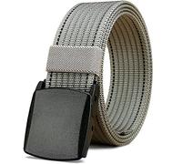 LionVII Men Canvas Belt Tactical Casual Style with Plastic Buckle, Durable Breathable Nylon Web Strap Adjustable Trim to Fit 28-49" Waist(Grey)