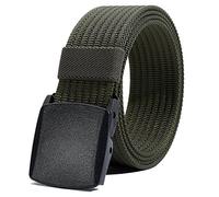 LionVII Men Nylon Belt Tactical Military Style with Plastic Buckle,Durable Breathable Canvas Web Strap Adjustable Trim to Fit 28-49" Waist(Army Green)