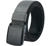 LionVII Men's Elastic Stretch Belt, 2-in-1 Reversible Web Belt with Plastic Buckle for Travel Work, Adjustable Waist Belt for Pants Jeans (Black & Gray)