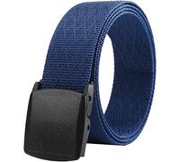 LionVII Plastic Belts Men Women Canvas Web Belt No-Metal Buckle for Work Travel (Navy Blue)