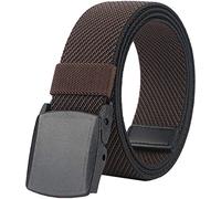 LionVII Plastic Belts Men Women Elastic Canvas Nickel free Buckle for Work (Coffee)