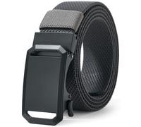 LionVII Ratchet Elastic Stretch Belts, 1 3/8" Slide Belt for Men with Automatic Buckle for Men Dress, Adjustable Trim to Fit 27-49" Waist (Dark Gray - Twill Weave)