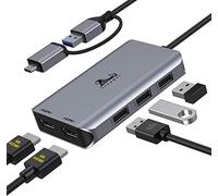 LIONWEI Dual USB 3.0 to HDMI Docking Station for Windows and MacOS, USB C Adapter 2 Screen Splitters for MacBook Pro/Air/M1/M2/Dell/HP/Lenovo/Surface