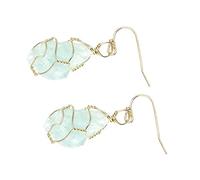 LIOOBO 1 Pair Bohemia Natural Crystal Dangle Earrings for Elegant Copper Wire Wrapped Green Fluorite Jewelry Lightweight Unique Design for Year Valentine Day and Birthdays