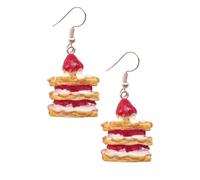 LIOOBO 1 Pair Creative Strawberry Cake Dangle Earrings for Women Unique Handmade Dessert Style Ear Accessories Fun Fashion Ear Jewelry for Casual Outfits and Parties