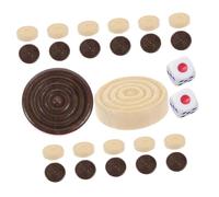 LIOOBO 1 Set Round Wooden Checkers and Chess Pieces Set for Board Games Classroom Activities and Elegant Design Craftsmanship