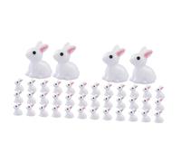 LIOOBO 100 Pcs Resin Easter Rabbit Figurines Small White Bunny Microlandscape Decoration for Home Garden Desktop Party Ornament Craft Accents