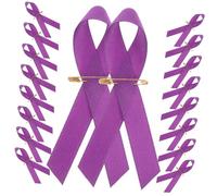 LIOOBO 100pcs Purple Ribbon Breastpin Anti-violence Brooch Pins Fabric Badge for Charity Awareness Campaigns Fundraisers