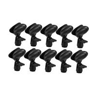 LIOOBO 10pcs Adjustable Microphone Holder Clips Black Plastic Spring Mic Clamp for Broadcasting Radio Wireless Stand Accessories with Thread Knob for Stage Use