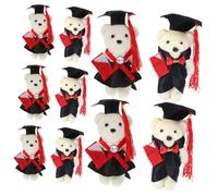 LIOOBO 10pcs Adorable Mini Graduation Bears DIY Bouquet Decoration Lightweight Safe Craft Material for Graduation Season Party Gift