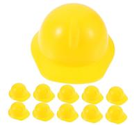 LIOOBO 10pcs Miniature Construction Hat Plastic Mini Doll Helmet Model Helmet for Little Dolls Yellow Hard Hat Style Themed Play