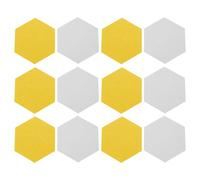 LIOOBO 12 Pcs Hexagon Felt Wall Board Memo and Photo Display Pin Board in Yellow Felt Material for Office and Living Room Decoration