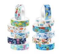 LIOOBO 12 Rolls Sea Creatures Washi Tape 12 Rolls Ocean Paper Sticker