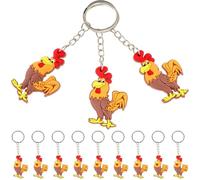LIOOBO 12Pcs Cute Cartoon Rooster Keychains Animal Charm Key Rings Backpack Hanging Accessories for Party Favors and
