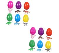 LIOOBO 12pcs Dinosaur Egg Surprise for - Fun Easter Eggs Filled with Mini Figures - Perfect for Easter Egg Hunts and Party Favors Colorful Plastic Egg for