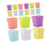 LIOOBO 18pcs Candy Color Small Seedling Pots Plastic Rectangular Nursery Planters with Drainage for Succulent Seed Starting Indoor Gardening
