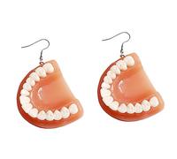 LIOOBO 1Pair Funny Dangle Teeth Earrings Quirky Costume Jewelry for Festivals Parties and Daily Wear Unique Weird Earrings for Women for Birthdays and Anniversaries