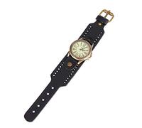 LIOOBO 1PC Vintage Roman Numeral Women Wristwatch Genuine Cowhide Quartz Bracelet Watch for Casual Wear Stylish Retro Design for Occasions Black