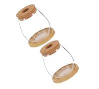 LIOOBO 2 Sets Borosilicate Glass Hydroponic Planters with Bamboo Saucers Clear Indoor Propagation Station for Herb Growing Office Desk Plant Bottles for Home Decoration