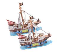 LIOOBO 2 Sets Pirate Ship 3D Paper Puzzle Kit for Adults and Kids Educational Model Building Toy for Early Learning and Fun Activities