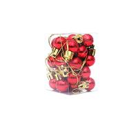 LIOOBO 24Pcs Christmas Baubles Mini Ball Hanging Red Balls Christmas Tree Decor Ornaments 2cm