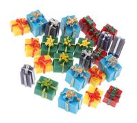 LIOOBO 25pcs Miniature Christmas Boxes Ornaments for Dollhouse Decor Resin Xmas Miniature Decorations Blue Red Purple Yellow Green for Festive DIY Crafting and Cozy Holiday Atmosphere