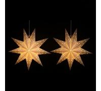 LIOOBO 2pcs 9 Pointed Paper Star Lanterns - Ceiling Lampshade Hanging Ornament for Christmas Wedding Birthday Party Home Decoration 45 * 45cm