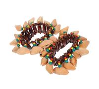 LIOOBO 2Pcs African Tribal Style Nut Shell Bracelets Handbells Creative Wrist Percussion Accessories for Men Women Boho Jewellery Gifts