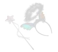LIOOBO 2pcs Angel Costume Set Lightweight Portable Headband and Glitter Fairy Wand for Women and Halloween Birthday Parties Themed Events Indoor Outdoor Use