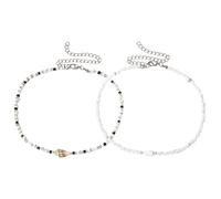 LIOOBO 2Pcs Beach Necklace Handmade Beaded Choker Necklace for Teen Tropical Seashells Jewelry for Summer Outfits and Vacations