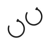 LIOOBO 2Pcs Black Titanium Steel Nose Ring for Women Shaped Open Nose Piercing Unisex Jewelry with Smooth Finish
