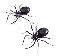 LIOOBO 2pcs Bling Spider Brooch Halloween Rhinestone Lapel Pin Crystal Jewelry Decoration Badge for Suit Hat Bag Skirt & Sweater