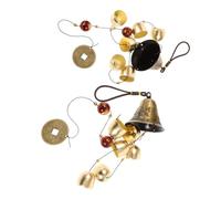 LIOOBO 2pcs Feng Shui Wind Chimes Outdoor Hanging Bells Alloy Retro Garden Decor with Lucky Blessing Pendant Melodious Sound for Patio Serenity and Relaxation