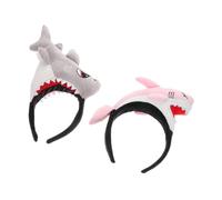 LIOOBO 2pcs Fun Plush Animal Hair Accessories for Parties Comfortable Elastic Cartoon Shark Design for Beach Pool Birthday Celebrations All Ages
