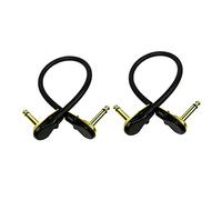 LIOOBO 2pcs Gold Plated Flat Head Guitar Effect Connecting Cables Copper Instrument Cord for Electric Guitar and Bass with Noise Reduction