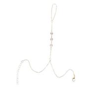 LIOOBO 2pcs Hand Chain Bracelet with Rhinestone Embellishments for Women Lightweight Alloy Linked Finger Ring Jewelry Scratch Resistant Summer Accessory for Daily Wear