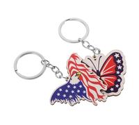 LIOOBO 2pcs July Keychains Wooden Eagle Butterfly Charms Patriotic Key Chain Pendants for Independence Day Celebrations Usa Party Favors